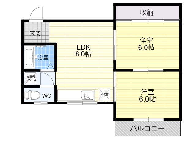 鳳ハイム(2DK/3階)の間取り写真
