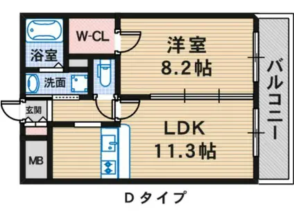 ナニワヒルズ(1LDK/6階)の間取り写真