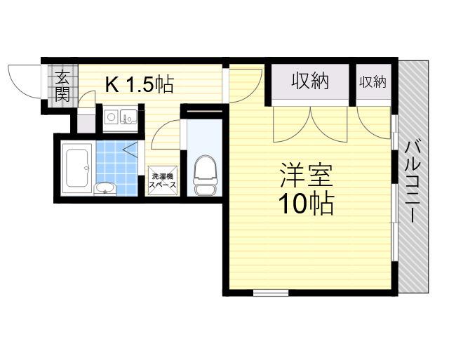 北長尾倶楽部(1K/1階)の間取り写真