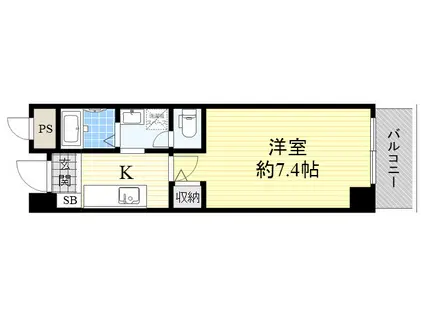 ブリディアントグリーン三国ケ丘(1K/7階)の間取り写真