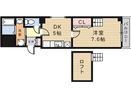 オクト白鷺(1DK/3階)の間取り写真