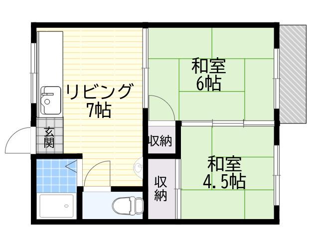 橋本ハイツ(2DK/2階)の間取り写真