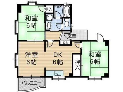 さくらビル(3DK/3階)の間取り写真