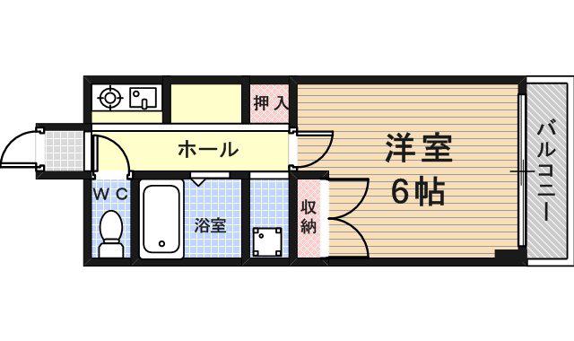 きゃぴたる北浜(1K/5階)の間取り写真
