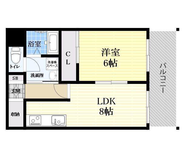 サンコート東難波(1LDK/5階)の間取り写真