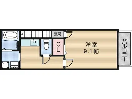 エクレール琴浦通(1K/1階)の間取り写真