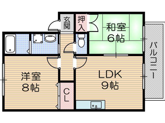 リバーハイツ(2LDK/1階)の間取り写真