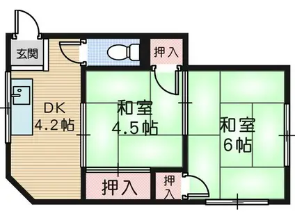 五島マンション(2DK/2階)の間取り写真