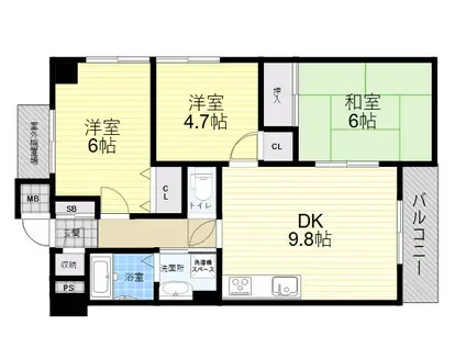 サンマンションアトレ尼崎(3DK/9階)の間取り写真