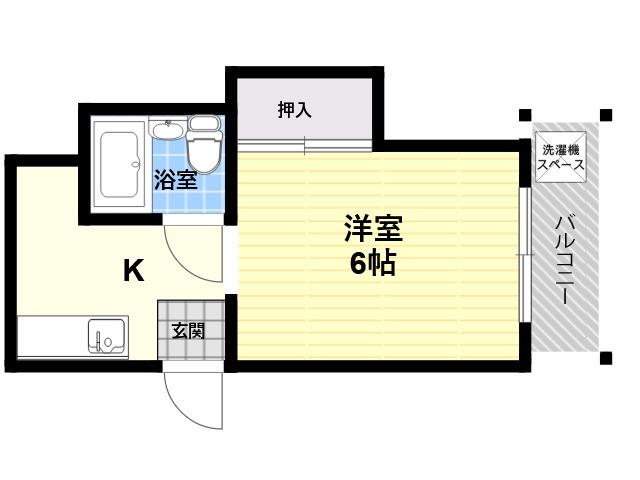 ヒルズ立花(1K/1階)の間取り写真