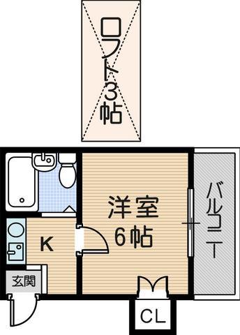 レオパレス桜木(1K/1階)の間取り写真