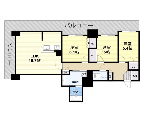 ローレルタワー尼崎(3LDK/6階)の間取り写真