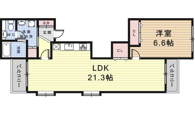 稲葉荘マンション(1DK/5階)の間取り写真