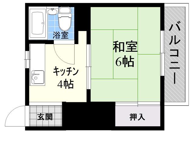 昇幸ハイツ(1K/2階)の間取り写真