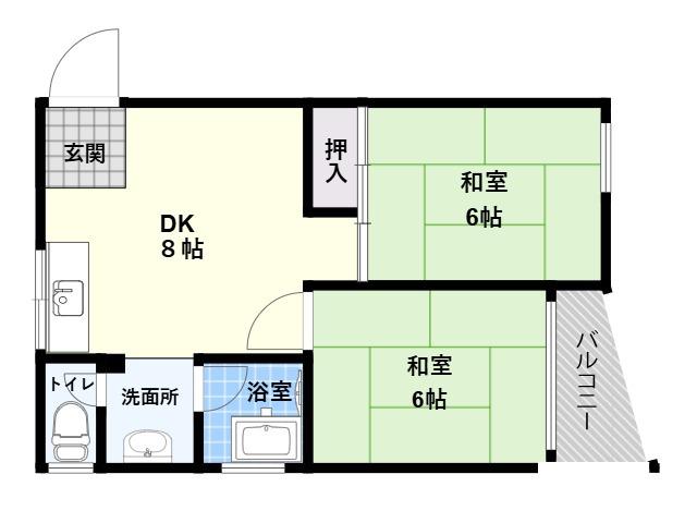 土井マンション(2DK/3階)の間取り写真