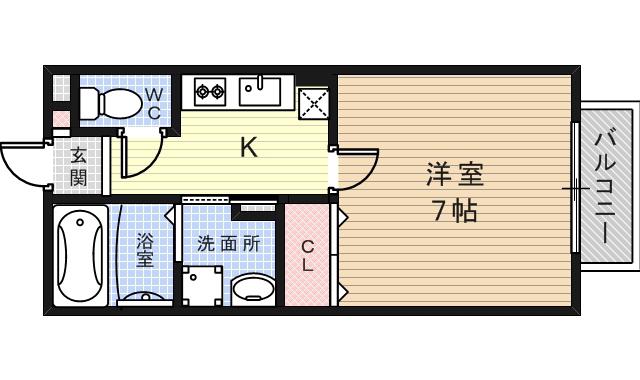 アシーナ(1K/1階)の間取り写真
