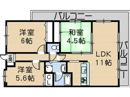 グランドハイツ旭(3LDK/7階)の間取り写真