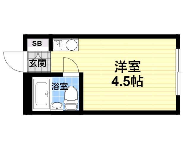 ピュア立花(ワンルーム/1階)の間取り写真