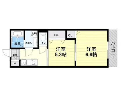 ピュアコート(2K/3階)の間取り写真