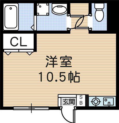 七松ハイツ(ワンルーム/2階)の間取り写真