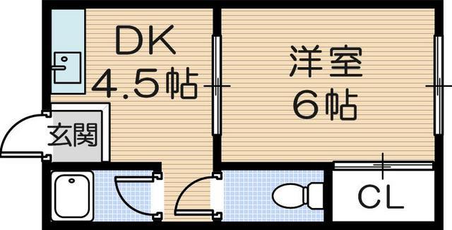 東武コーポ(1DK/2階)の間取り写真