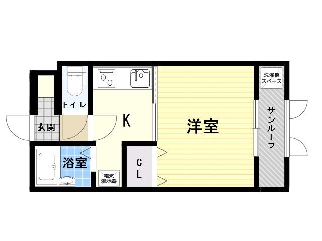 パティオ武庫川(1K/2階)の間取り写真