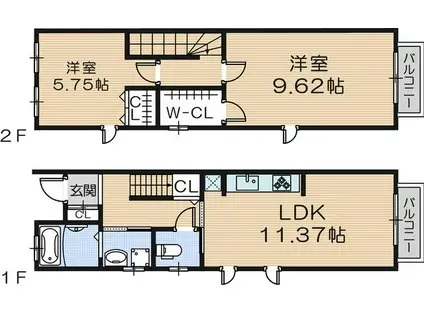 ソレーユ北新町(2LDK)の間取り写真