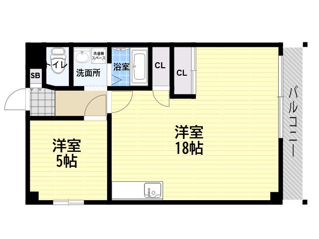 サントピア尼崎2(1LDK/5階)の間取り写真