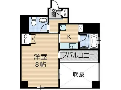 ラビン尼崎(1K/8階)の間取り写真