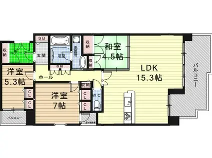 エスリード尼崎昭和通(3LDK/8階)の間取り写真