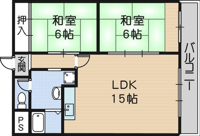 飛鳥グランドパレス(2LDK/1階)の間取り写真