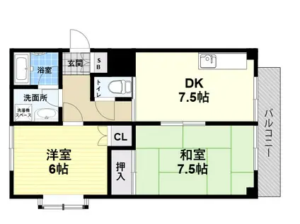 ラフォーレ七松(2LDK/2階)の間取り写真