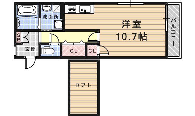 KTIレジデンス武庫川1(1K/1階)の間取り写真