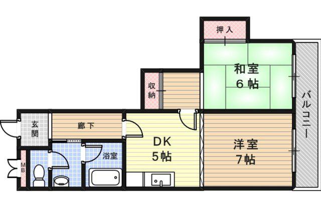 パークハイツ杭瀬(1LDK/5階)の間取り写真