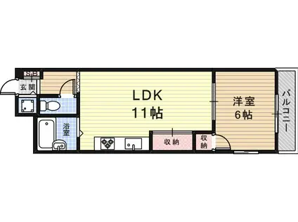 クレセント西本町(1LDK/7階)の間取り写真