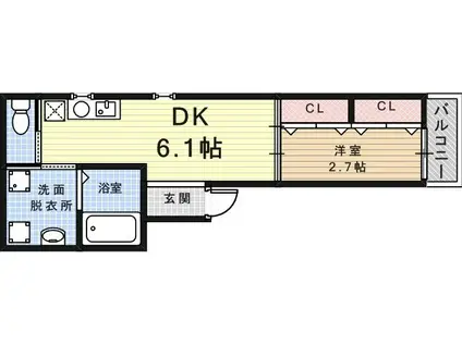 KTIレジデンス武庫川2(1DK/2階)の間取り写真