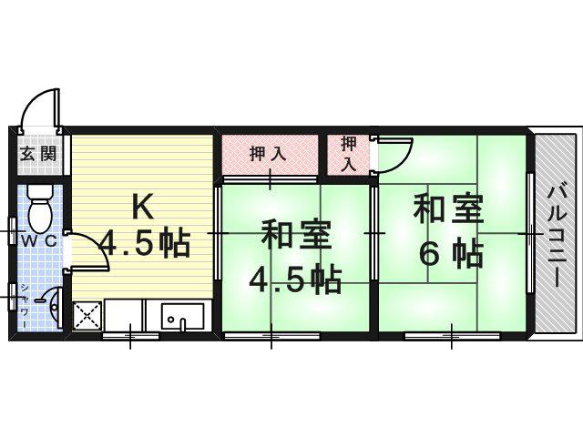 喜楽マンション(2K/2階)の間取り写真