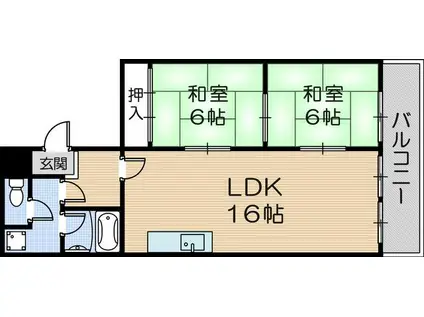 メゾンオリエント(2LDK/3階)の間取り写真