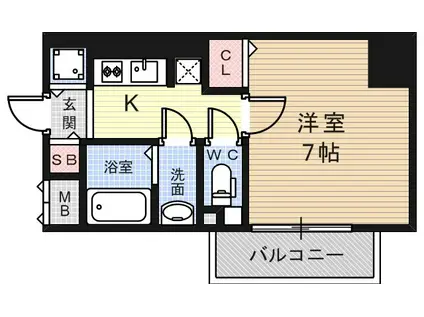 サムティ東難波ECLAT(1K/8階)の間取り写真