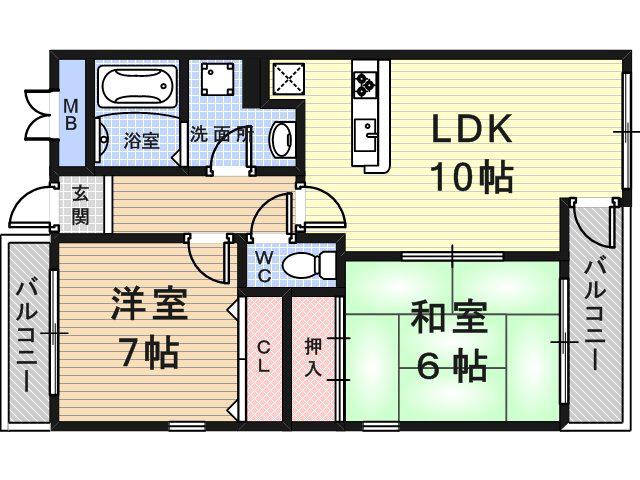 ルネッサンスⅡ(2LDK/2階)の間取り写真