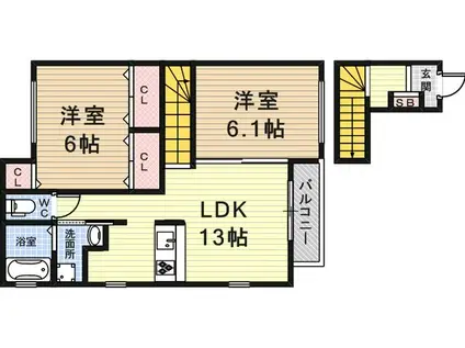 メゾン米澤(2LDK/2階)の間取り写真