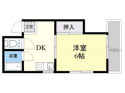 東豊ハイツ南七松(1DK/4階)の間取り写真