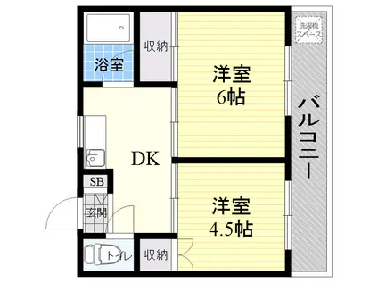 アースハイツ(2DK/3階)の間取り写真