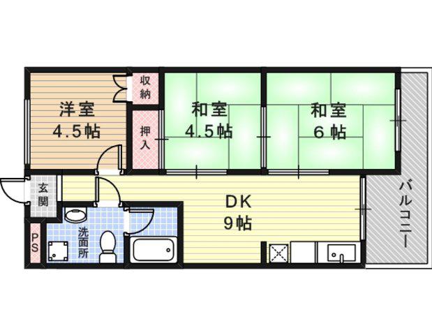 サンハイツホリウチ(3LDK/1階)の間取り写真