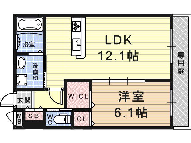 CLIFTON COURT(1LDK/1階)の間取り写真