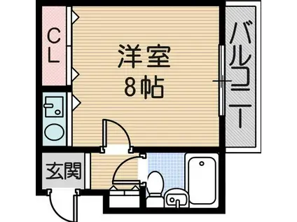 田中武庫川マンション(ワンルーム/4階)の間取り写真