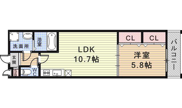 フジパレス尼崎宮内町イースト(1LDK/2階)の間取り写真