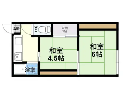 武庫ハイマA棟(2K/2階)の間取り写真