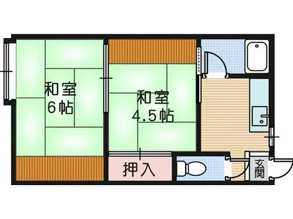 武庫ハイマA棟(2K/1階)の間取り写真