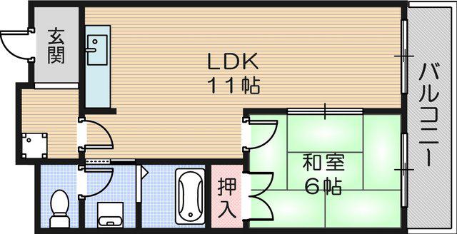 グランデージ元浜(1LDK/4階)の間取り写真